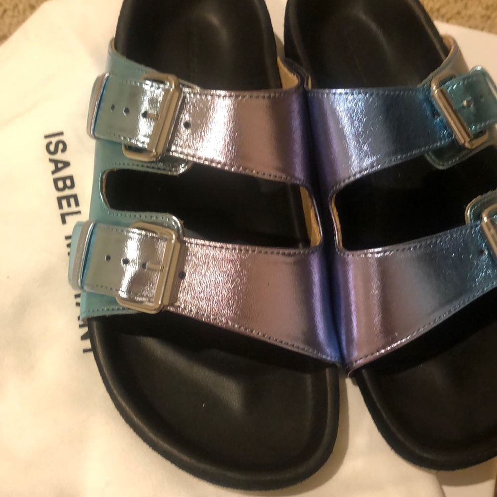 Isabel Marant Lennyo Metallic Leather Sunset Sandals FR37